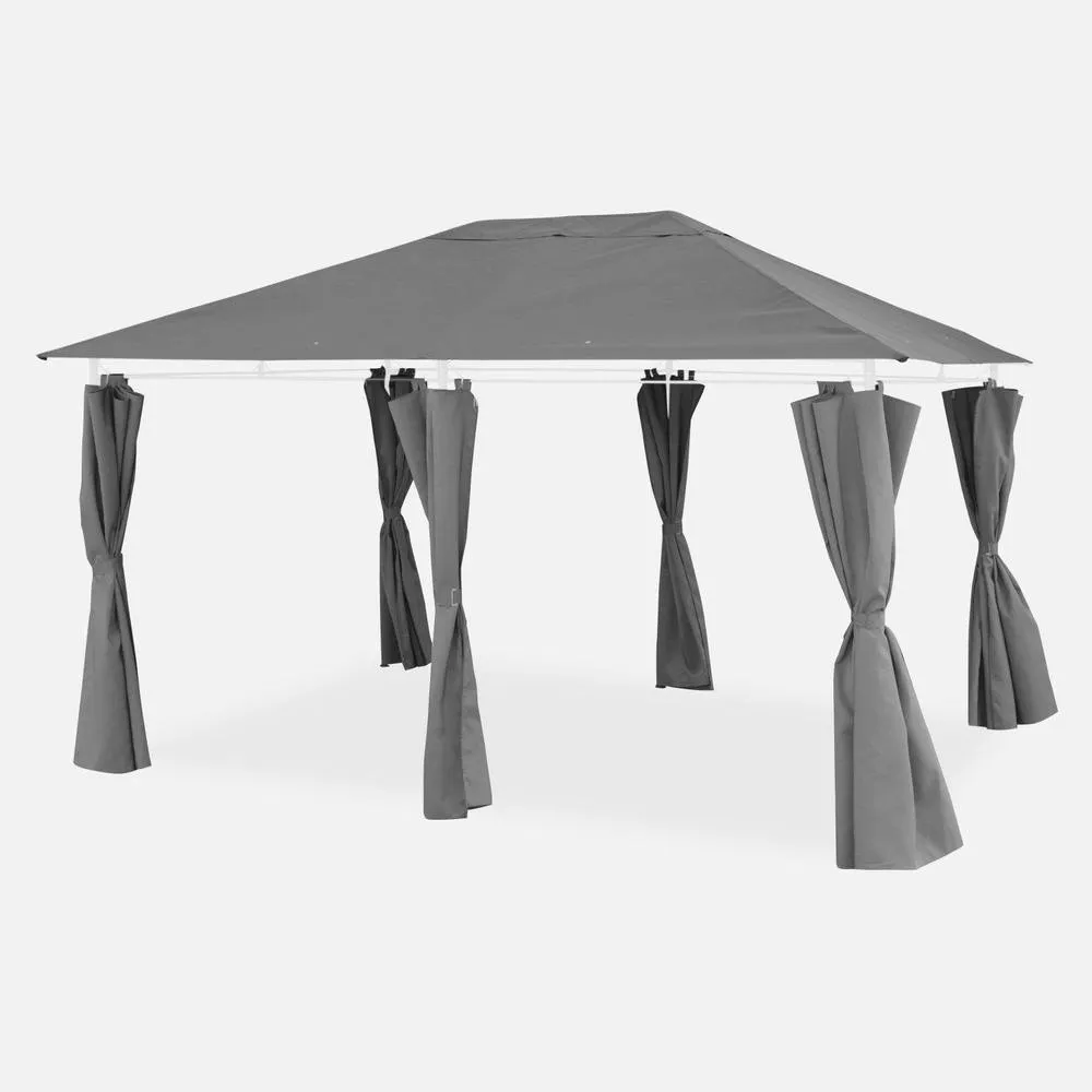 sweeek 3x4m Canopy Roof & Side Curtain Kit in Grey 1