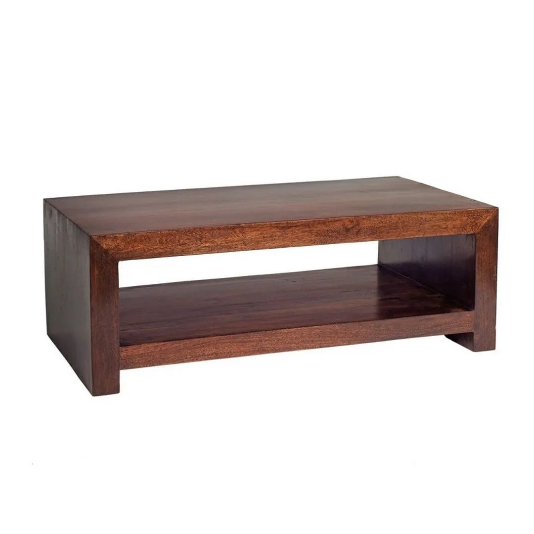 Indian Hub Toko Dark Mango Large Coffee Table - Solid Mango Wood - L60xW110xH40cm in Brown