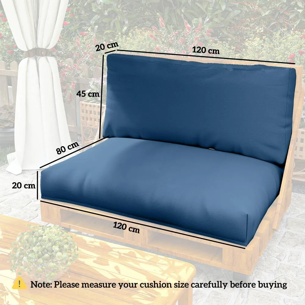 OUTSUNNY 2 Seat Pallet Cushions 20cm Thick Outdoor Seat Pads, Navy Blue 3
