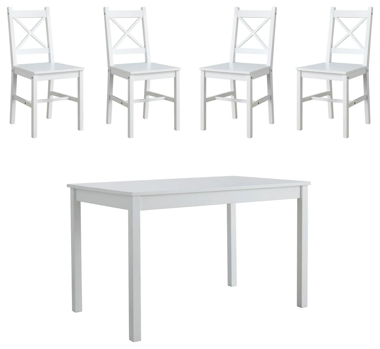 LP Wood Effect Dining Table & 4 White Chairs