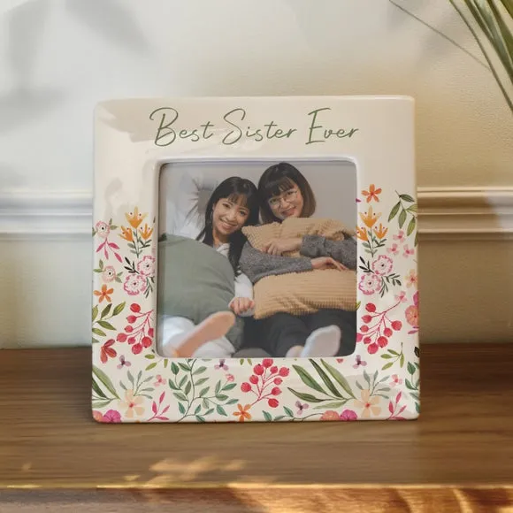 Personalised Floral Ceramic Photo Frame 2