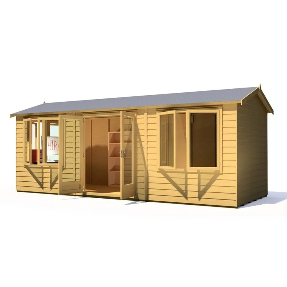 Shires Melrose 20x8 ft Double Door Garden Office - L260.4xW624.6xH250.5 cm in Light Brown 4