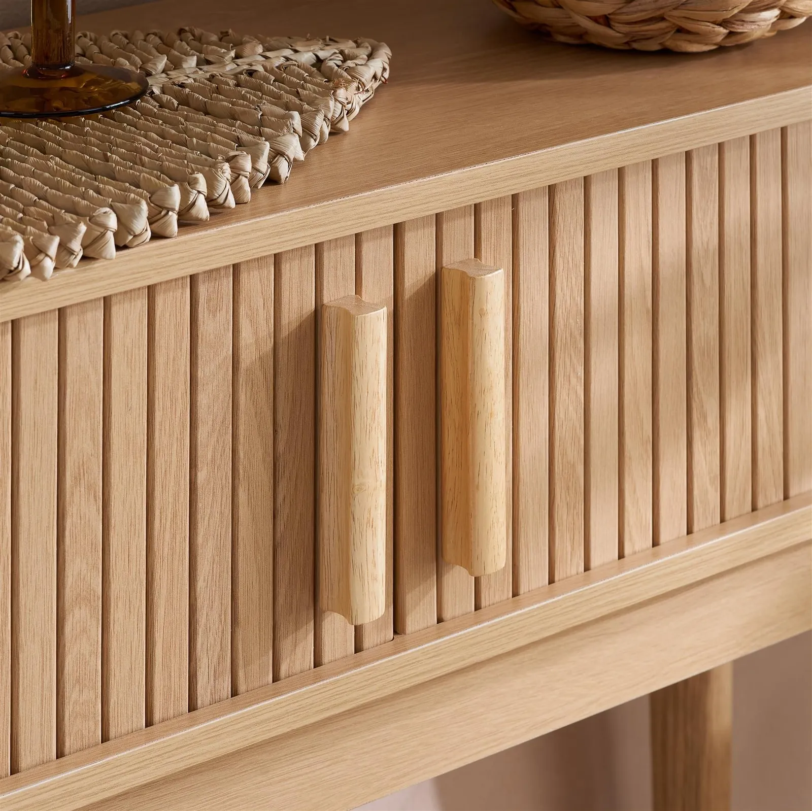 Birlea Fluted Console Table Axel in Brown 3