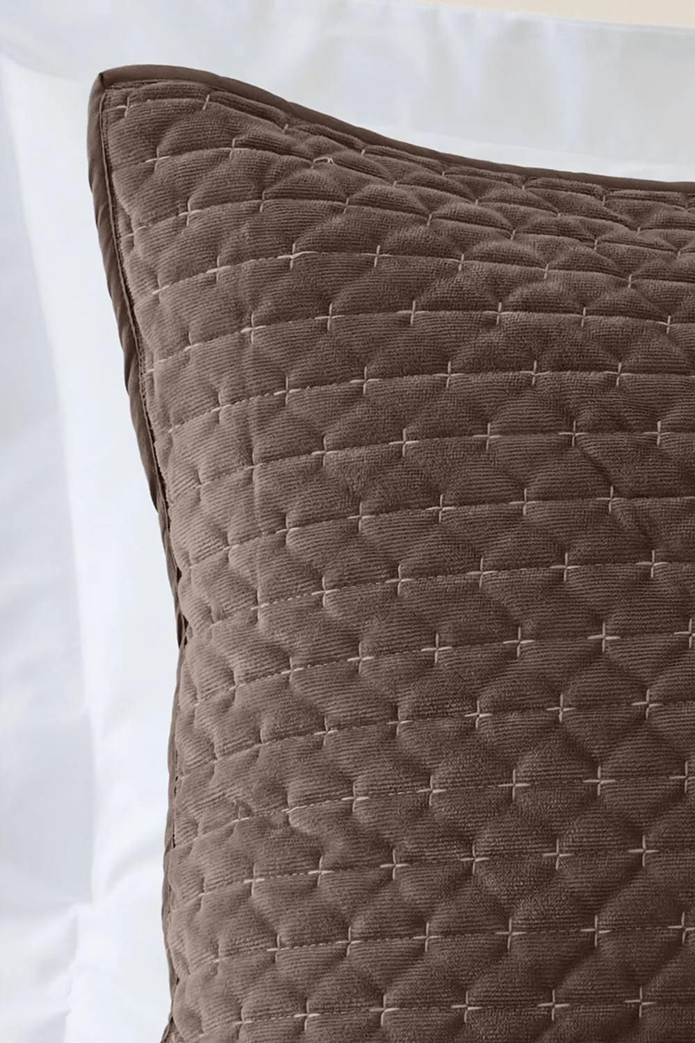 Bianca 'Attica Velvet' Embroidered Pillow sham Pair in Chocolate 2