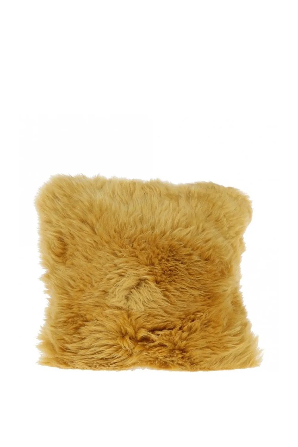 Fenland England Real Sheepskin Fluffy Cushion in Yellow