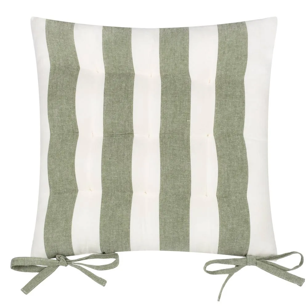Yard Hayle Striped 100% Cotton Seat Pads - 2 Pack in Dark Green 3