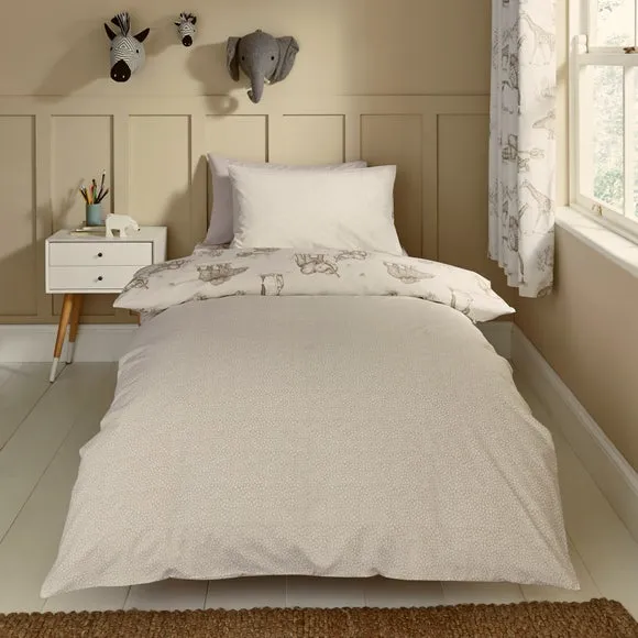 Sketched Animal 100% Cotton Duvet Cover & Pillowcase Set 2
