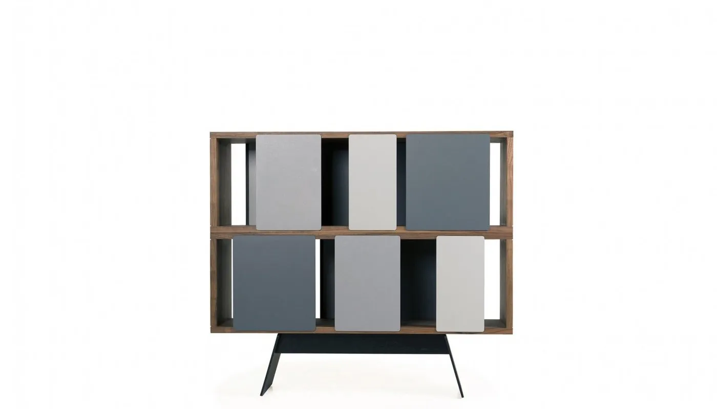 De La Espada Different Trains Narrow 2-Tier Cabinet Walnut 1