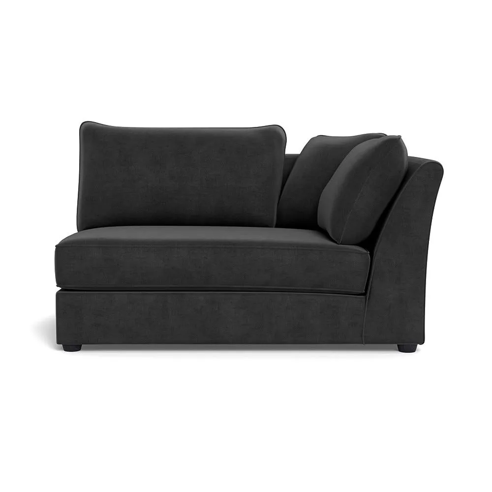 Heal's Tailor Large Curved Right Hand Facing Corner Unit Smart Luxe Velvet Nickel Black Feet