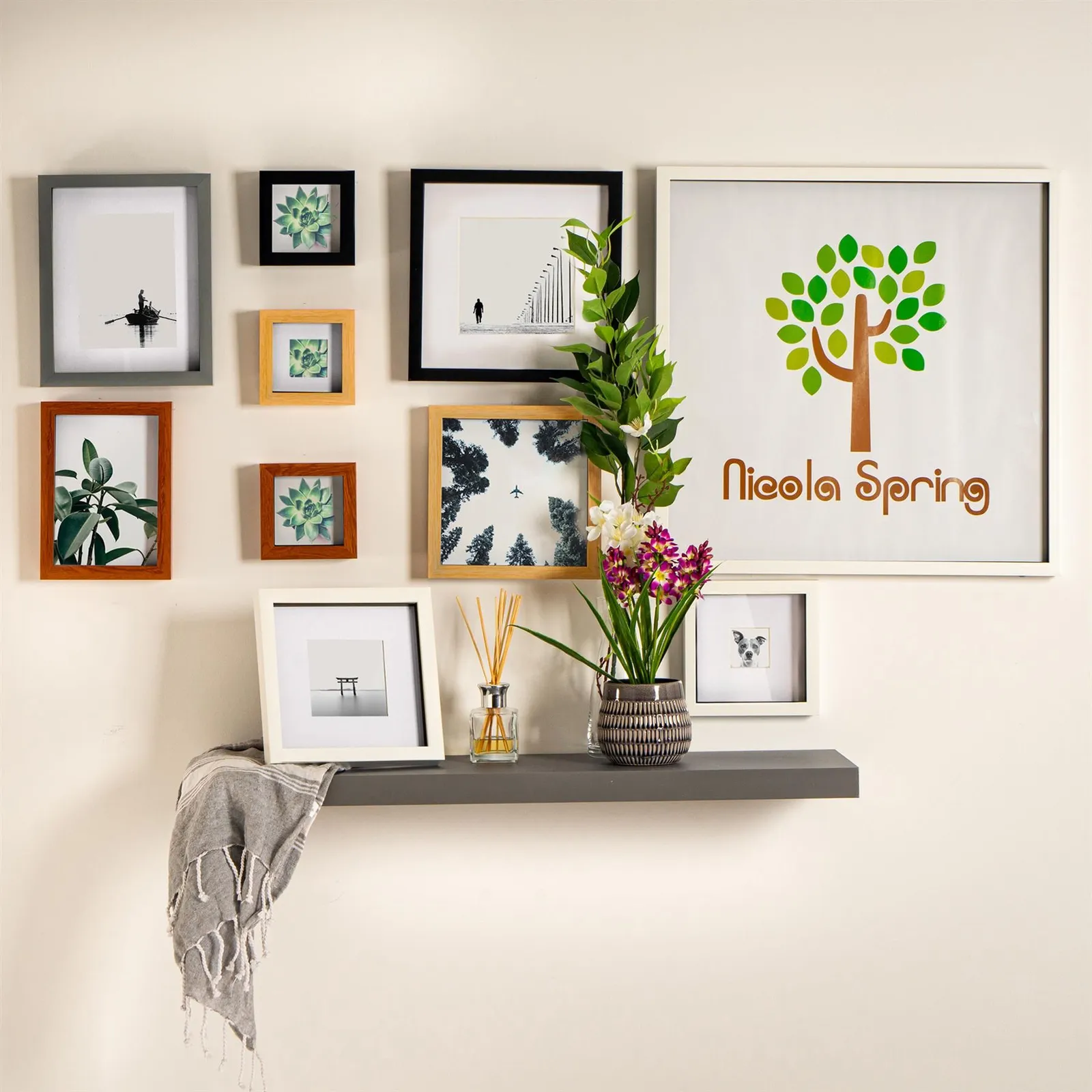 Nicola Spring 3D Box Photo Frames - 8 x 10" with 5 x 7" Mount - Grey Mount - Pack of 5 6