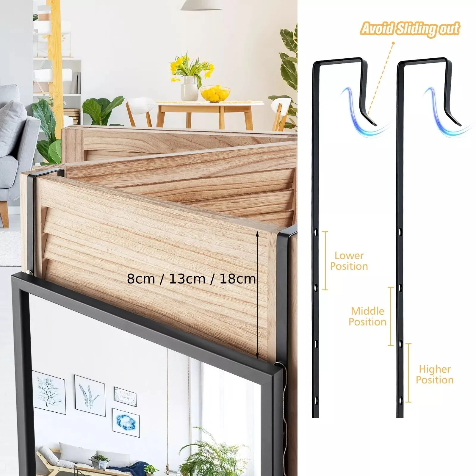 Costway 2 IN1 Full Length Mirror Over the Door Dressing Mirror Wall Mounted Makeup in Black 5