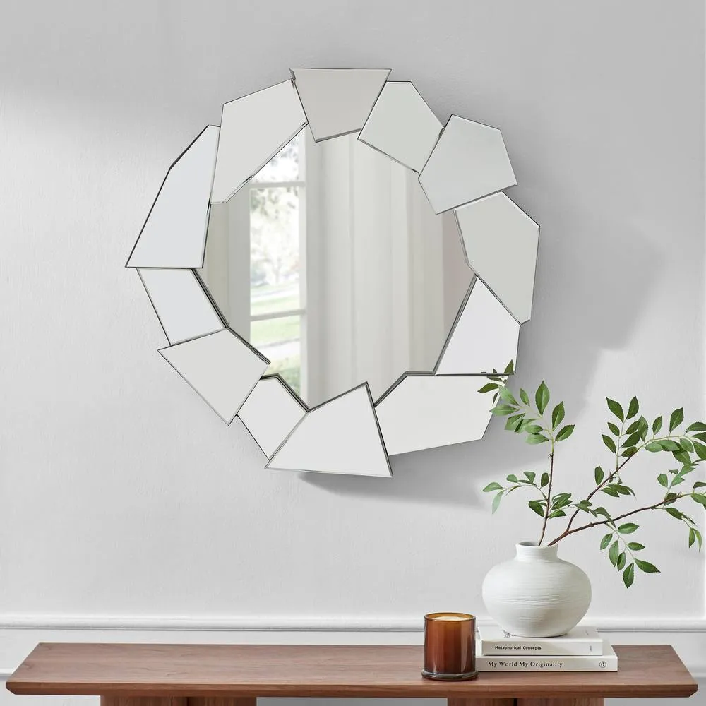 FurnitureboxUK Jewel Medium Abstract Round Wall Mirror in Clear 2