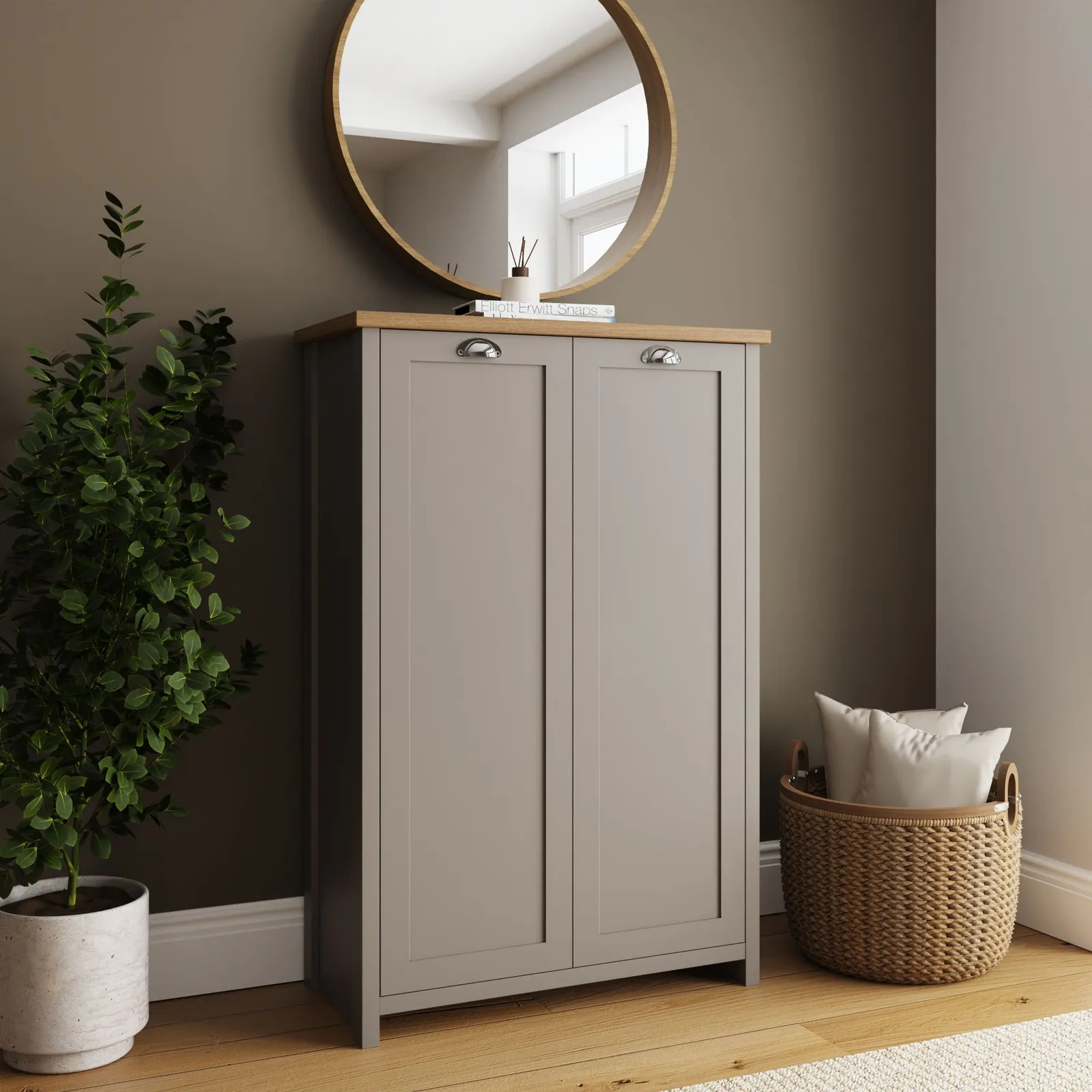 GFW Lancaster 2 Door Shoe Cabinet in Grey 2
