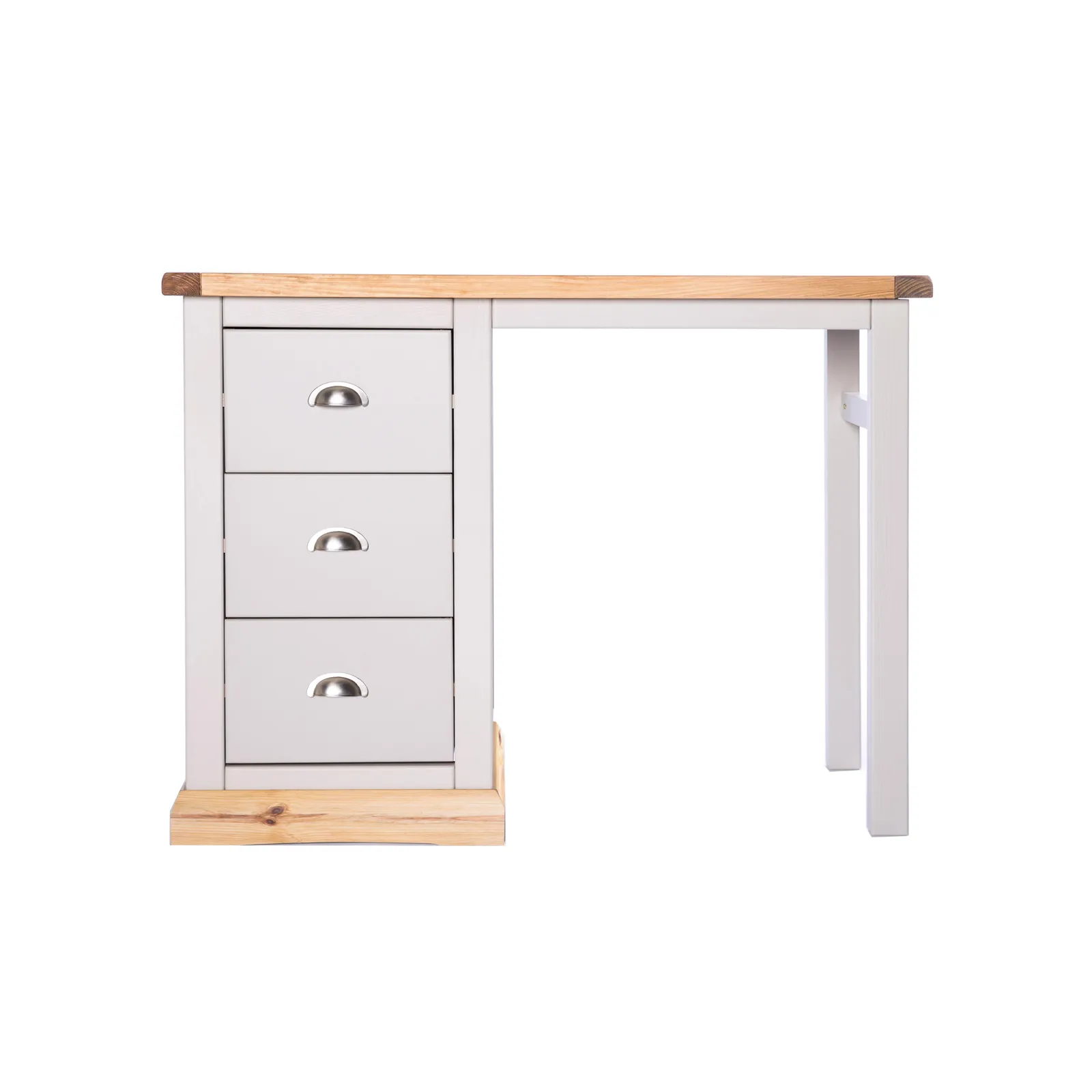 Cabinet Bits Bomporto 3 Drawer Desk - Dressing Table Chrome Cup Handle in Light Grey 2