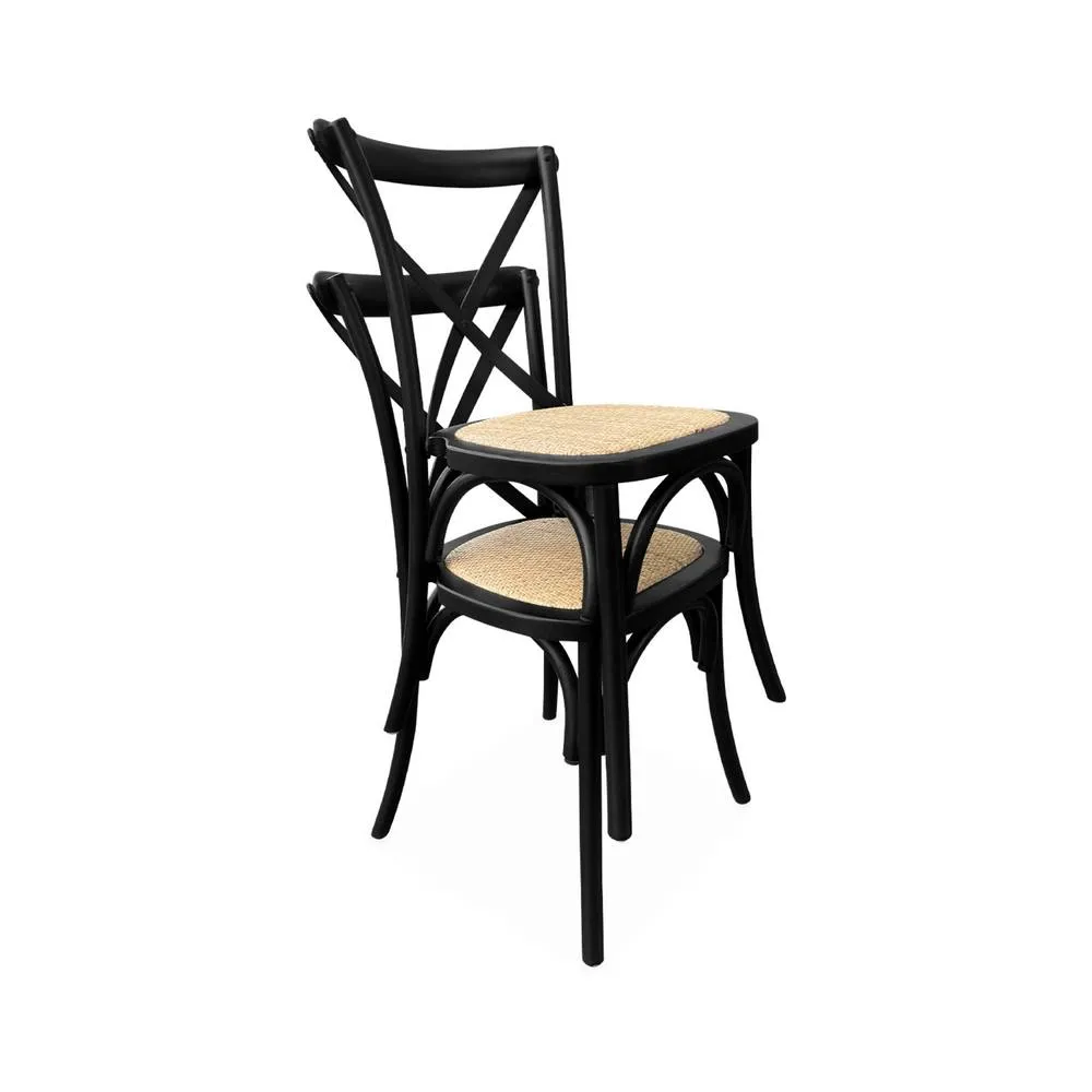 sweeek Set of 2 Vintage Wooden Bistro Chairs in Black 6