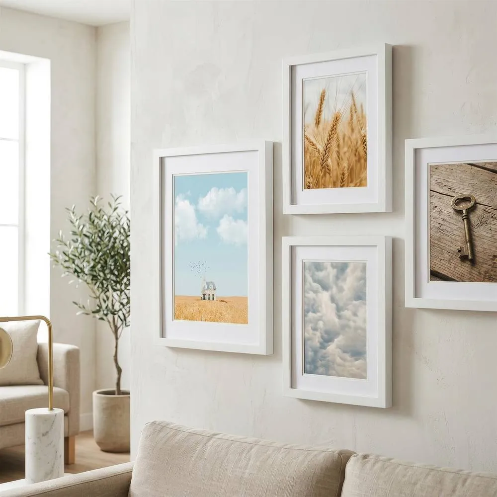 Nicola Spring Photo Frames with A5 Mounts - A4 (8" x 12") - White - Pack of 3 3