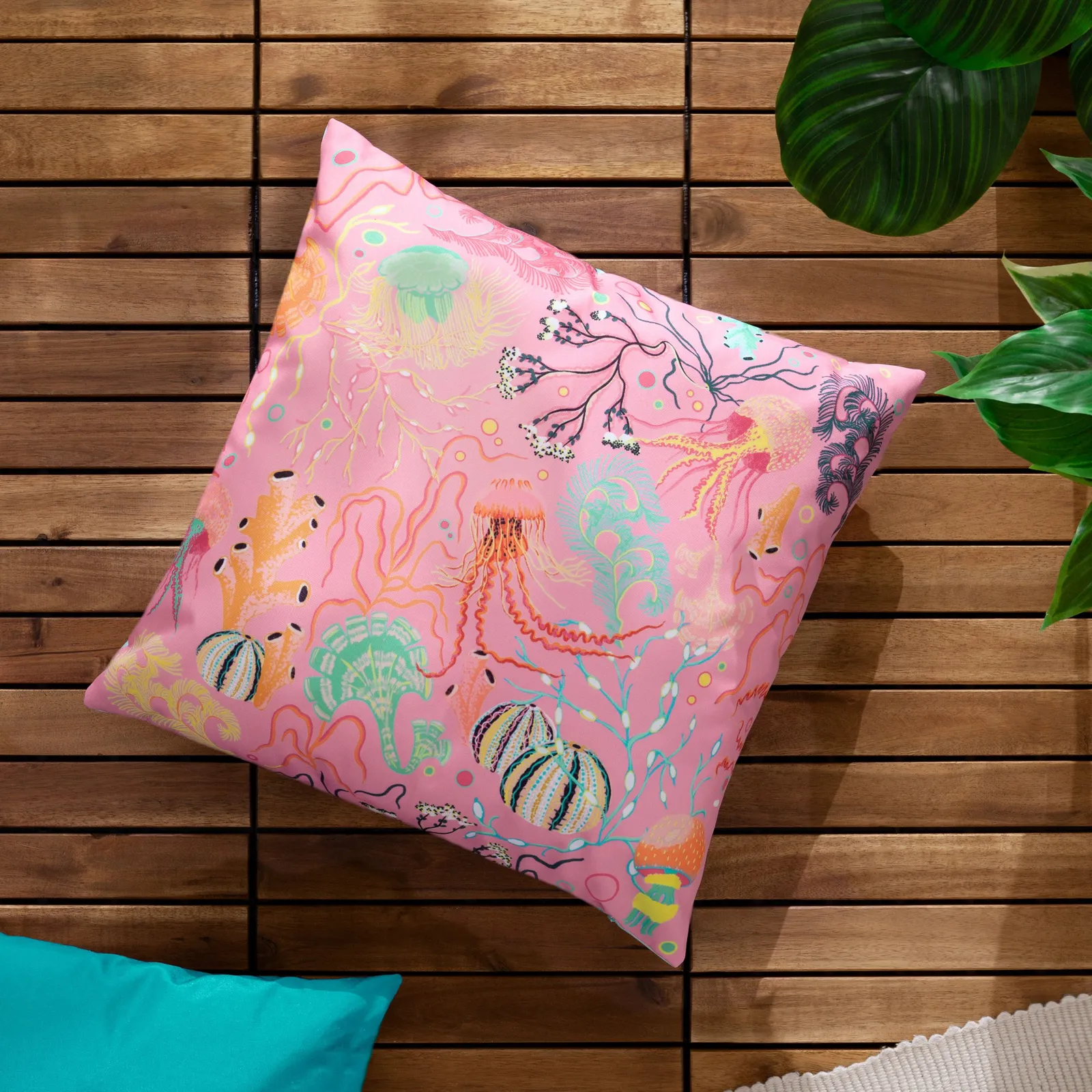 Furn Reef Printed Outdoor Cushion in Pink