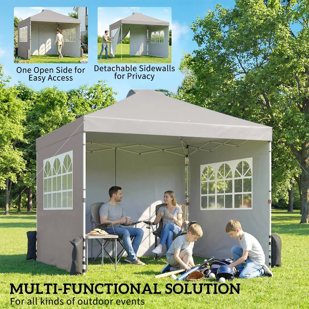 OUTSUNNY Pop Up Gazebo Waterproof Height Adjustable 3 x 3 (m) Grey 4
