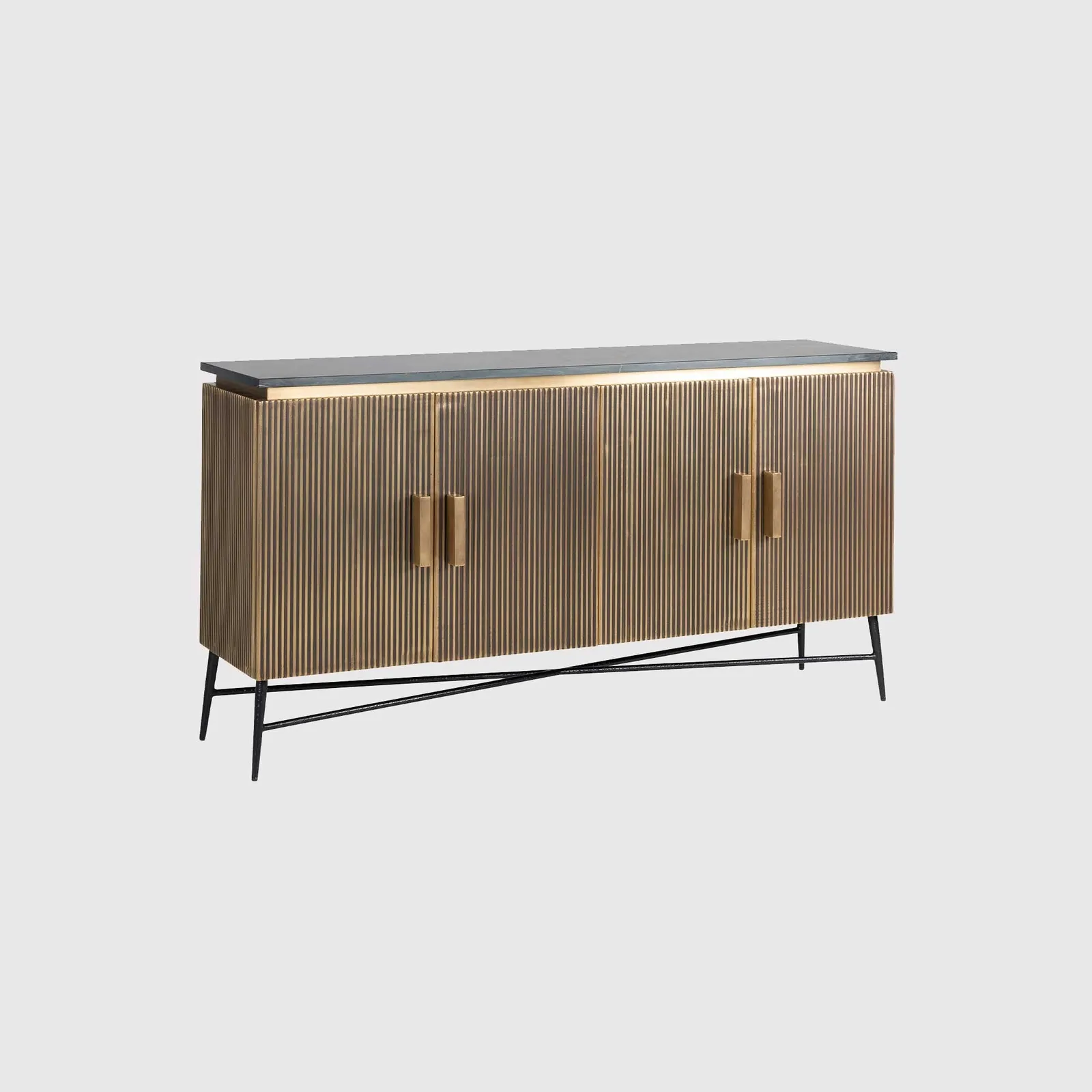 Cyrelle 4 Door Sideboard, Gold Marble | Barker & Stonehouse
