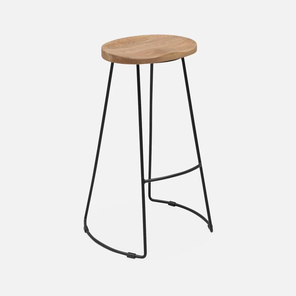 sweeek Pair Of Industrial Metal & Wooden Bar Stools in Light Brown 2
