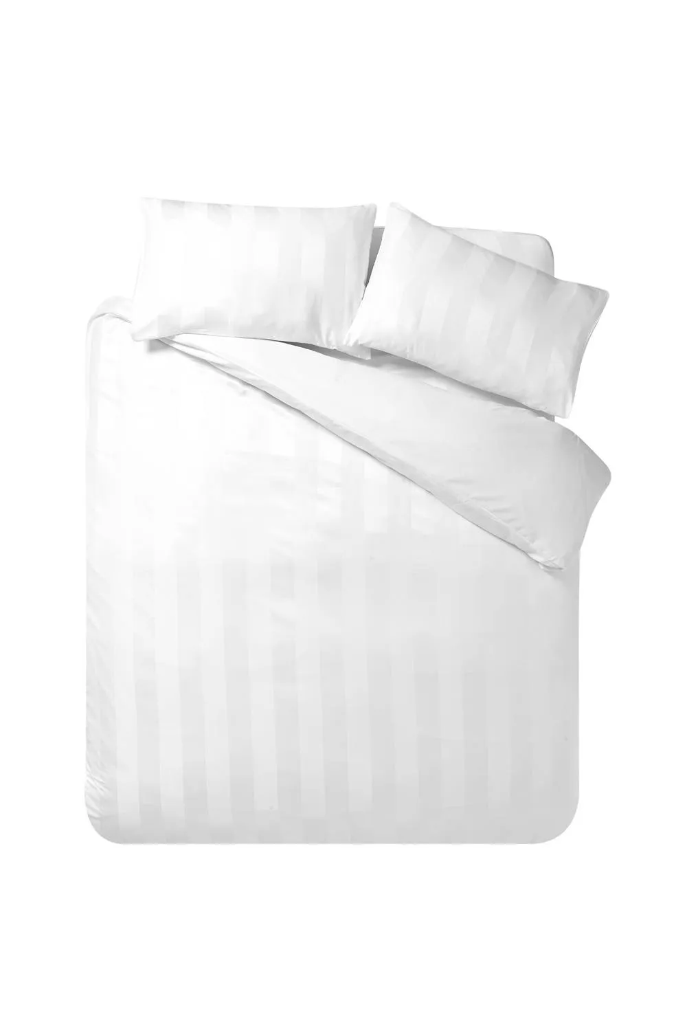 Catherine Lansfield 'So Soft Satin Stripe' Duvet Cover Set in White 4