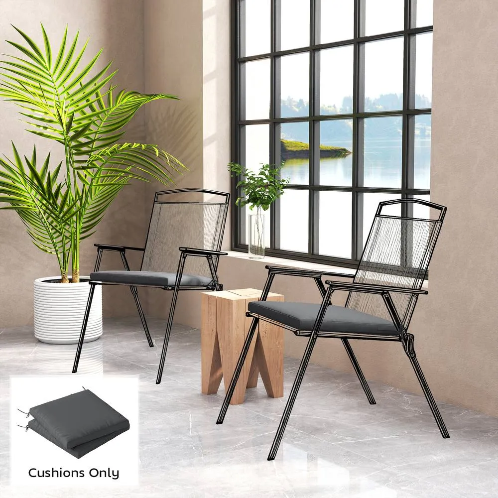 OUTSUNNY 2Pcs Garden Chair Cushions, Waterproof Seat Pads in Dark Grey 1