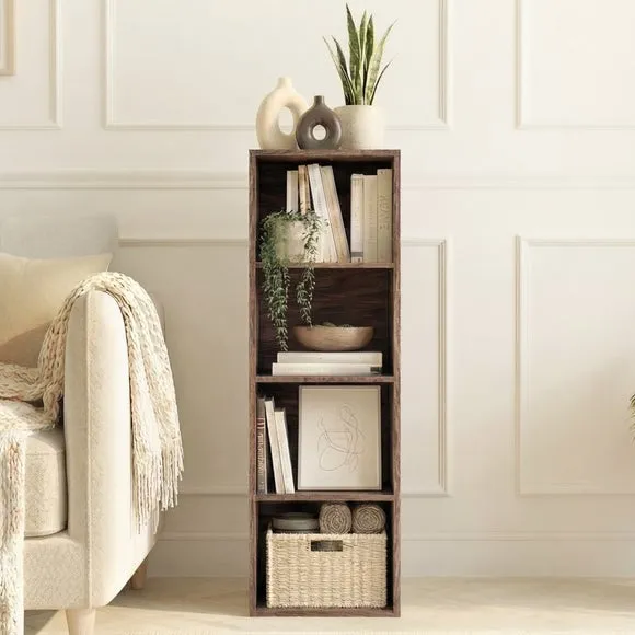 Return - Oxford 4 Tier Cube Bookcase, Walnut Effect 2