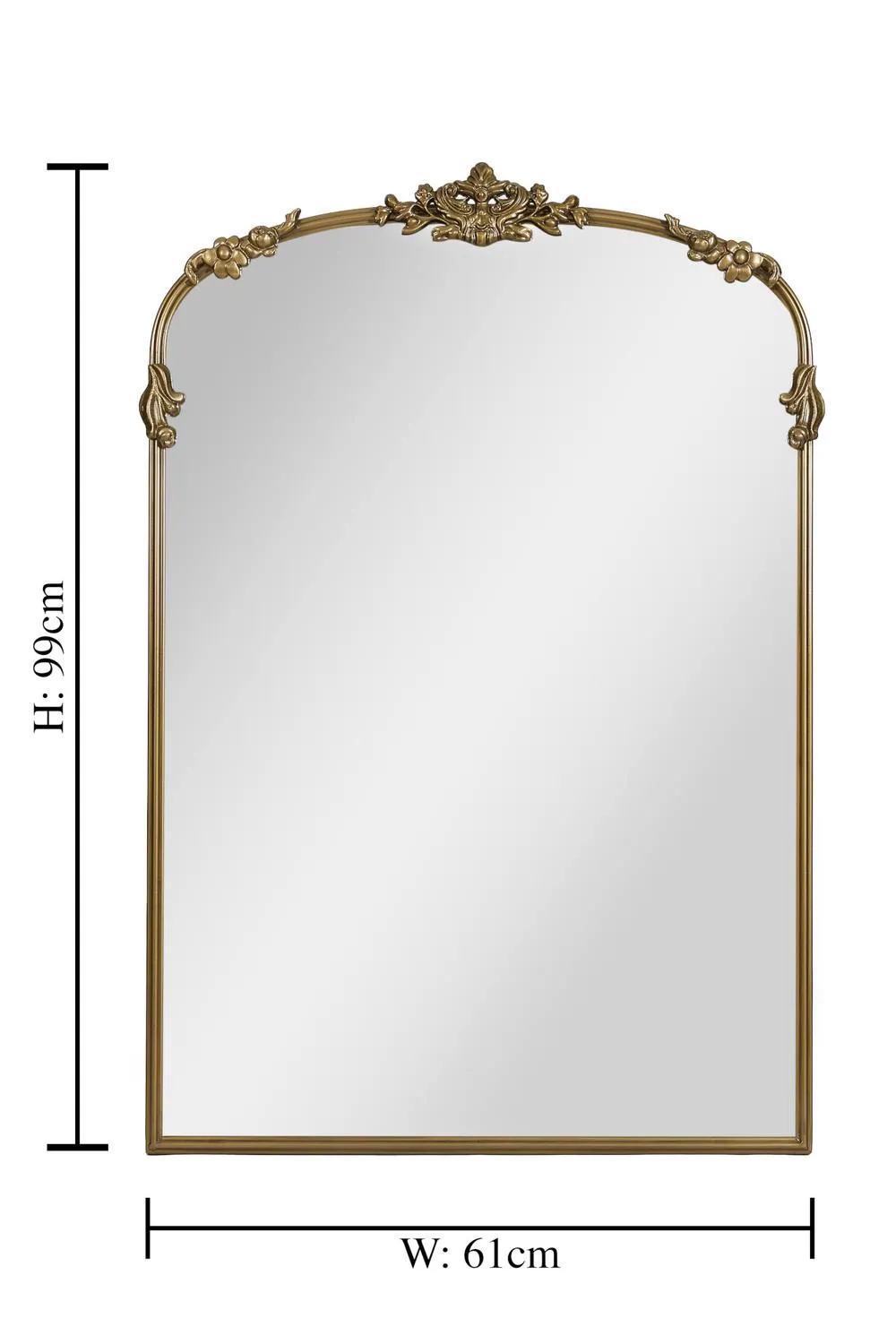 Dibor Gold Floral Crest Overmantel Wall Mirror, 91cm x 61cm 2