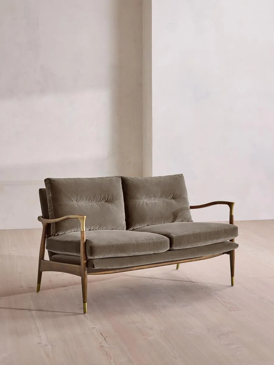 Theodore Two Seater Sofa, Velvet, Taupe