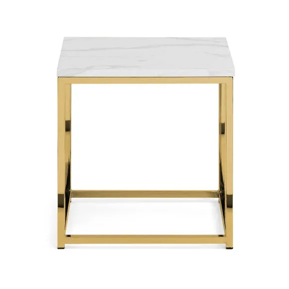 Scala Lamp Table, Gold and Marble Effect 3