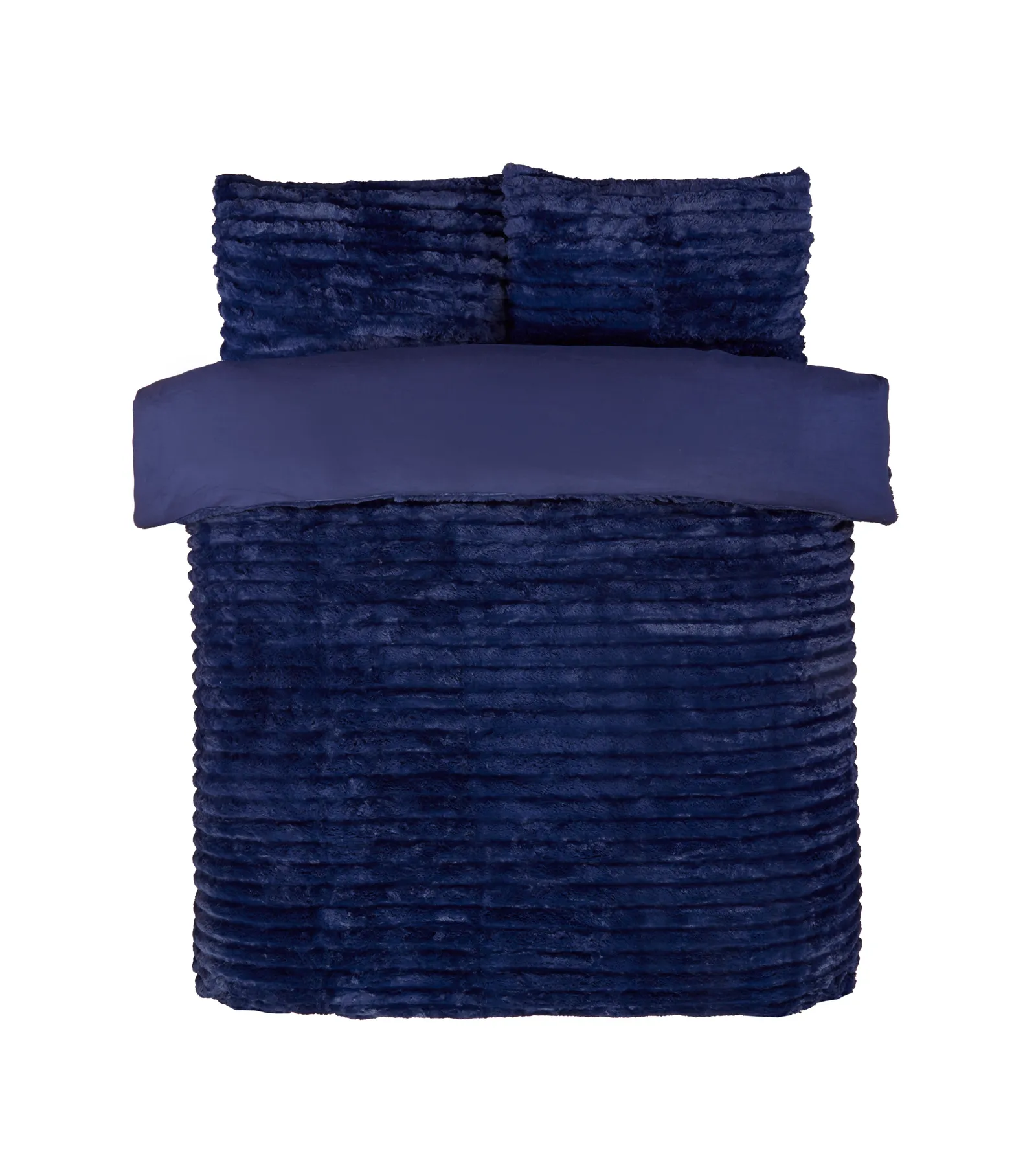 Rapport Home Chunky Ribbed Fur Polyester Soft & Cozy Duvet Cover Set With Pillowcase in Blue 2