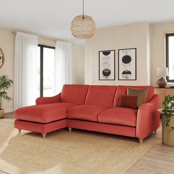 Hattie Matte Plush Velvet Corner Chaise Sofa 1