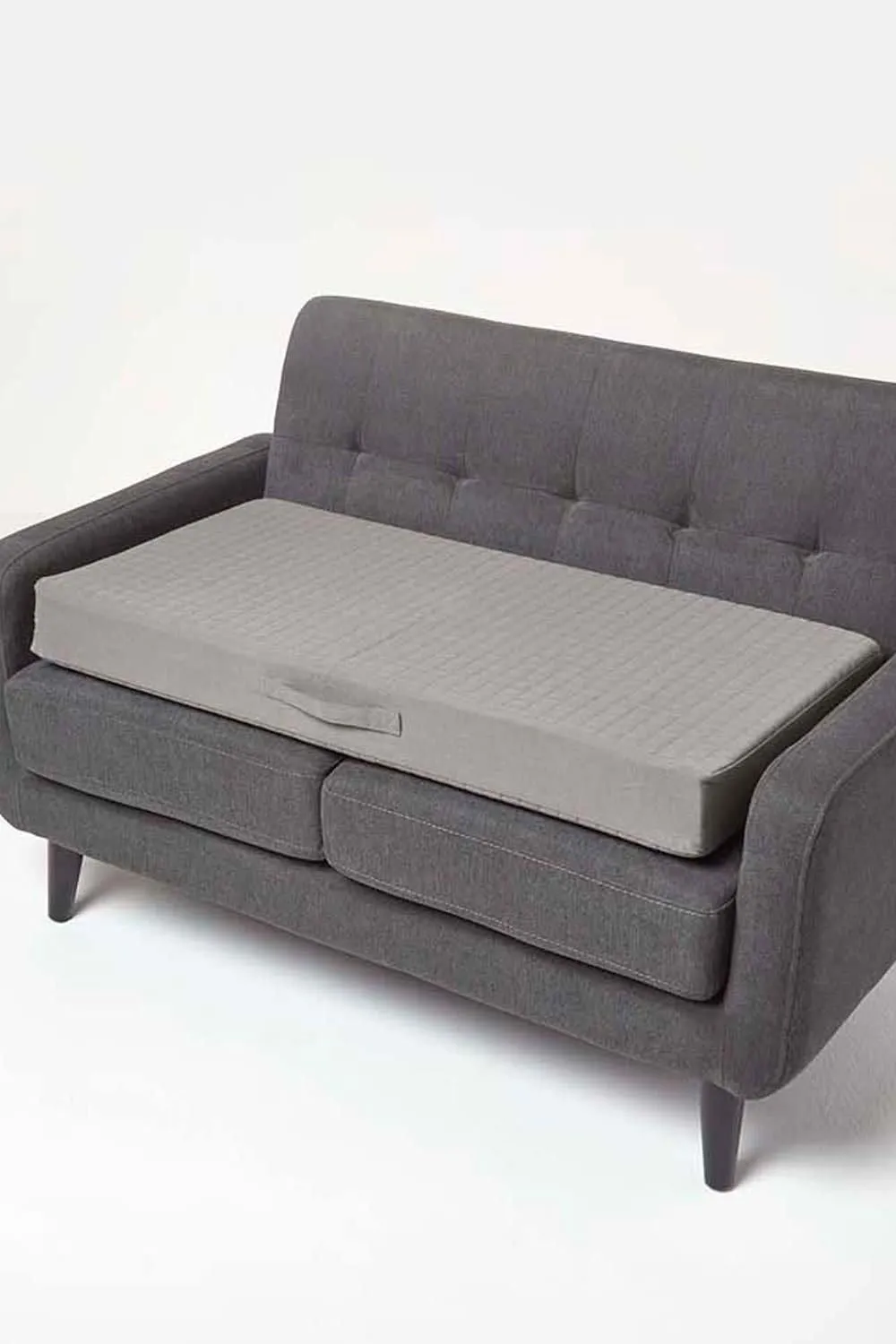Homescapes Cotton Orthopaedic Foam 2 Seater Booster Cushion in Charcoal 1