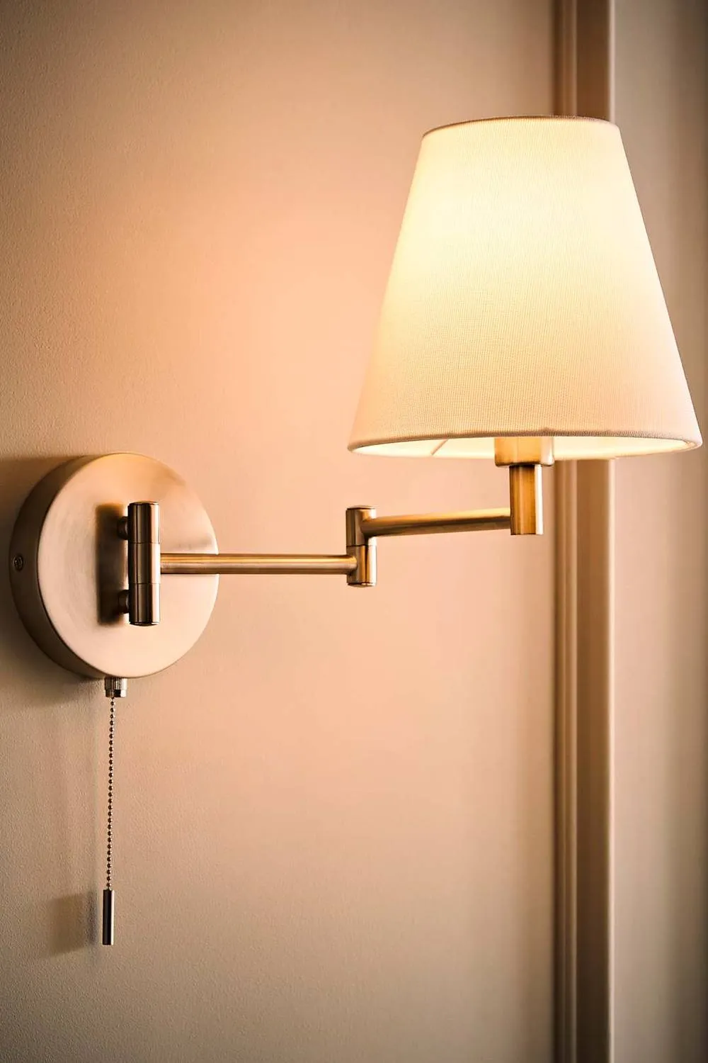 ValueLights Sonia Adjustable Swing Arm Wall Light with Tapered Linen Lamp Shade in Silver 2