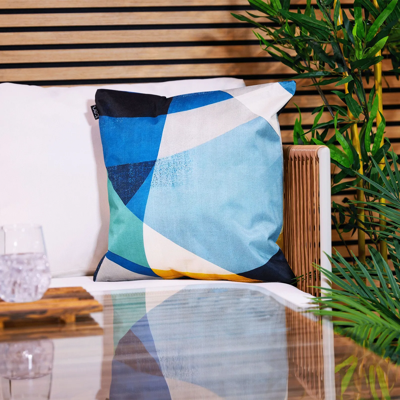icon Indoor & Outdoor Abstract Waterproof Cushion Yellow