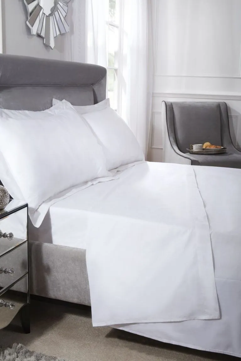 New Edge Blinds NewEdgeBlinds Luxor Collection 200 Thread Count Luxury Egyptian Cotton Flat Sheet in White - Single, White