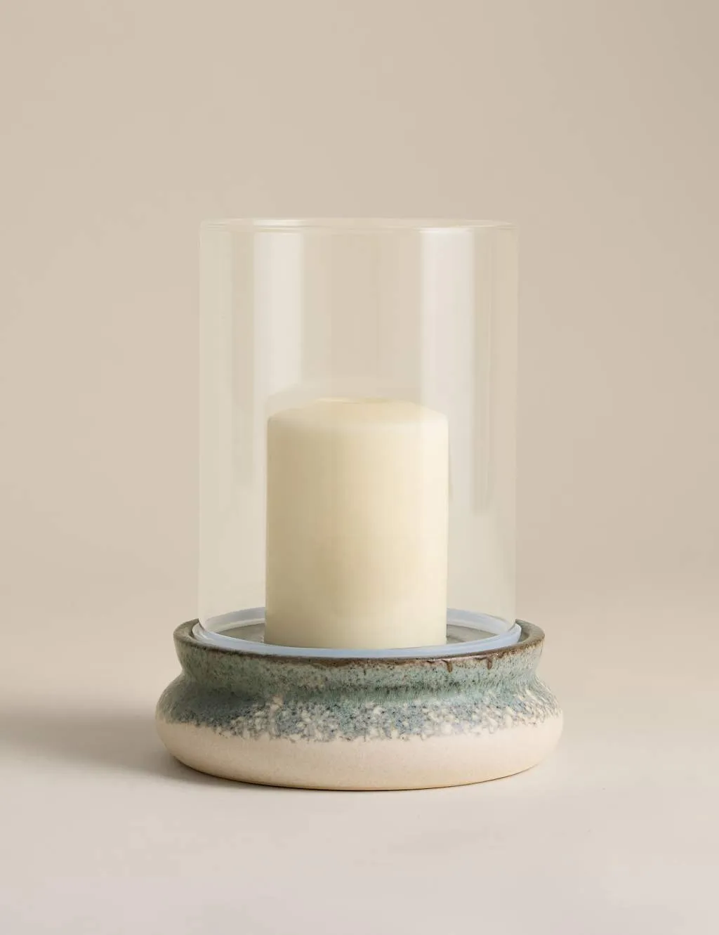 M&S Rounded Base Hurricane Candle Holder Green