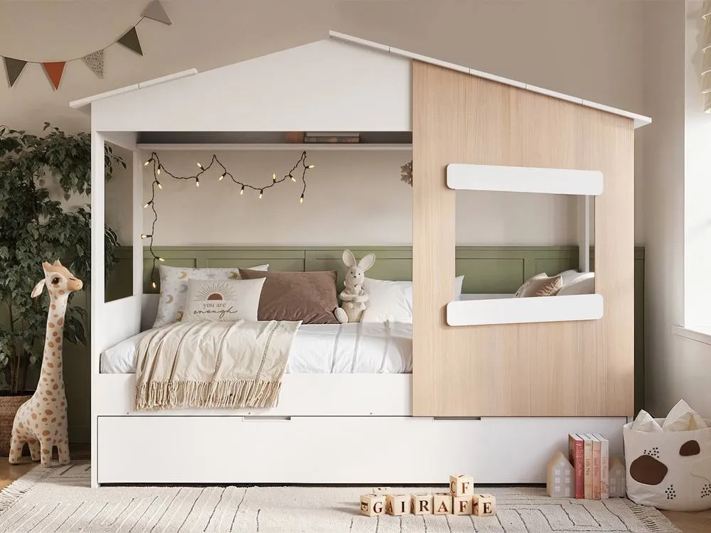 Flair Dreamland House Bed with Trundle in White 3