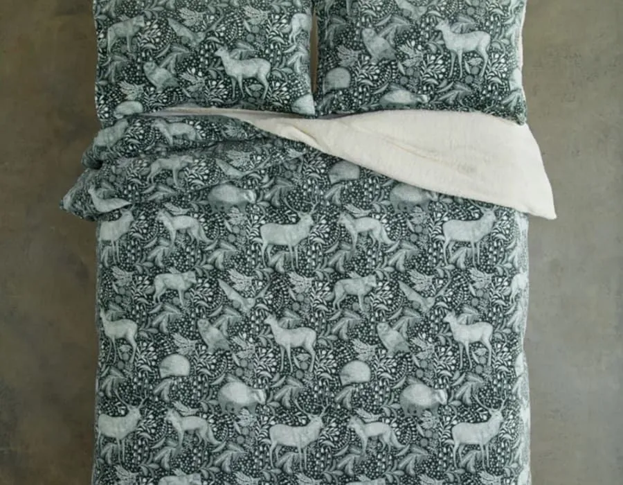 Deyongs Woodland Folk Printed Soft & Breathable Cotton Rich Duvet Cover Set in Dark Green 3