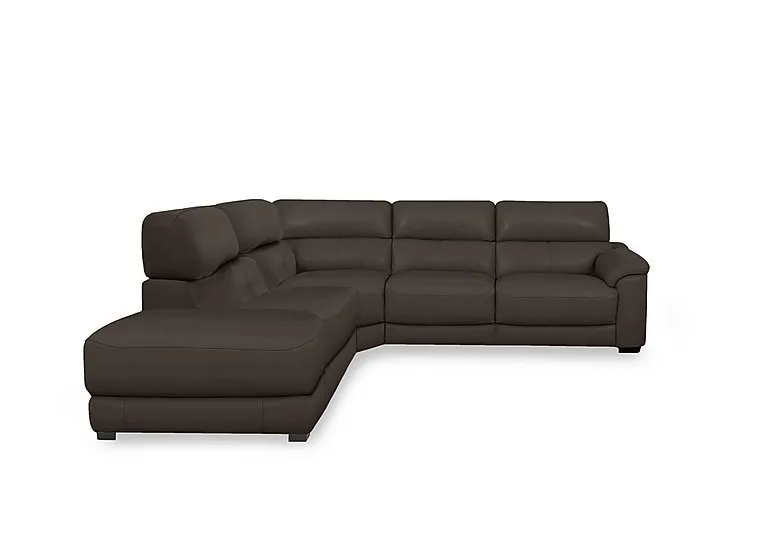 Nova Leather Left Hand Facing Chaise End Sofa - Dark Chocolate