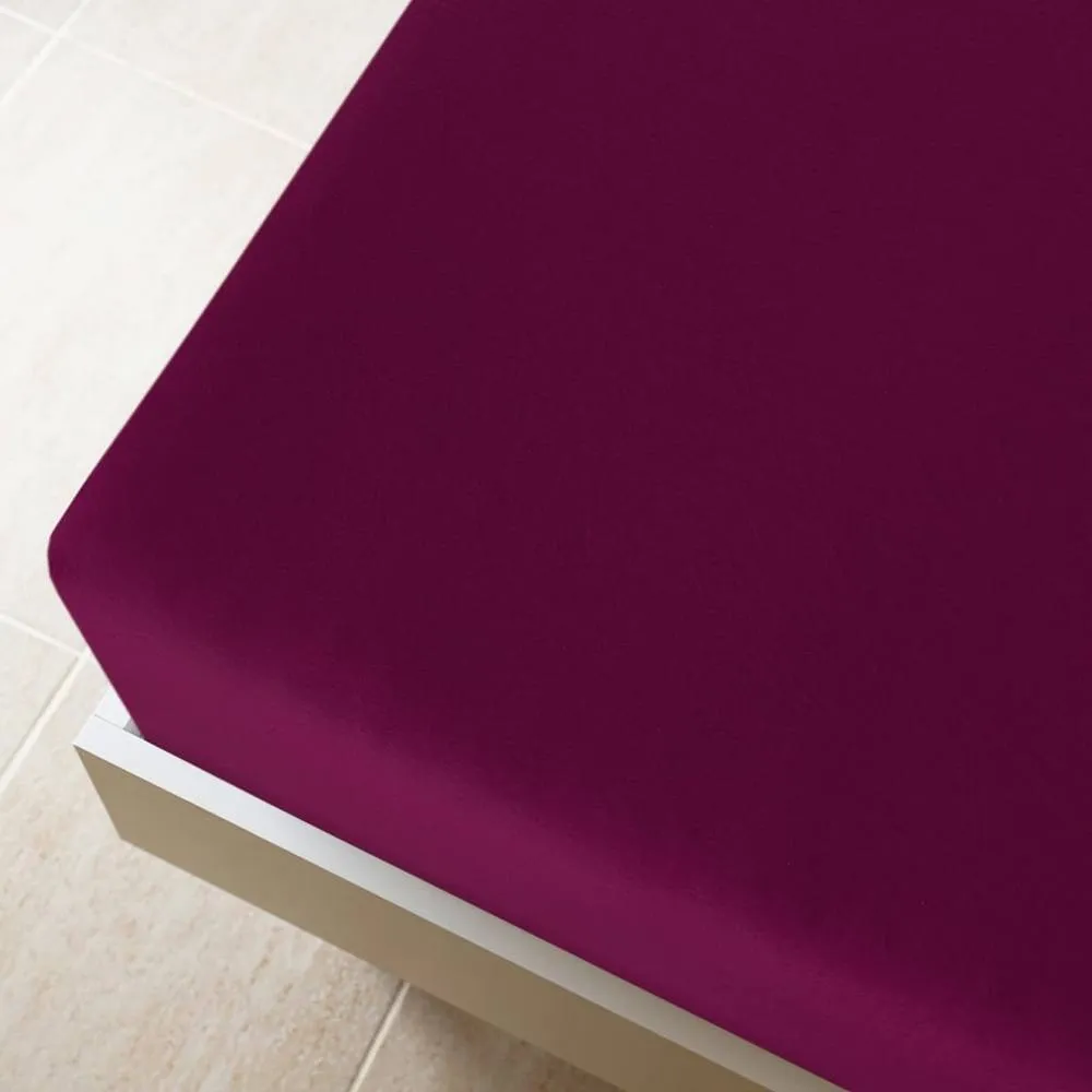 Berkfield Home Jersey Fitted Sheets 2 pcs Bordeaux 160x200 cm Cotton in Burgundy