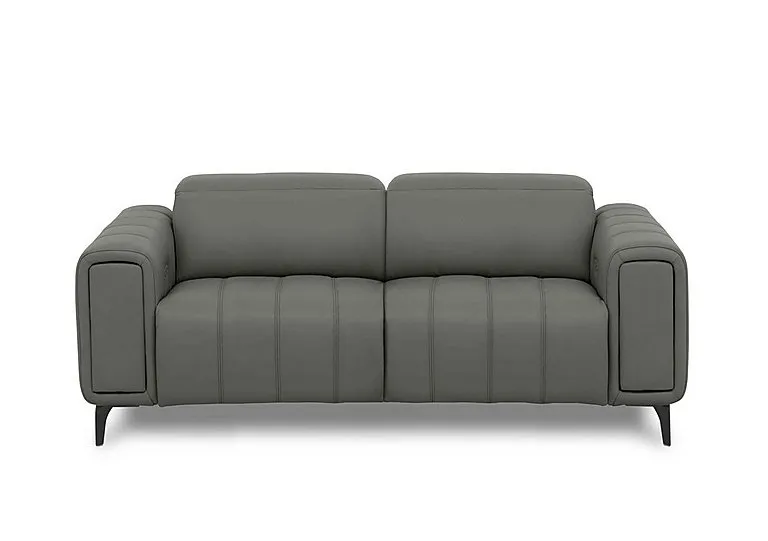 Elphaba Leather 3 Seater Power Recliner Sofa with Storage Arms - Elephant Cat - Sofas and Armchairs