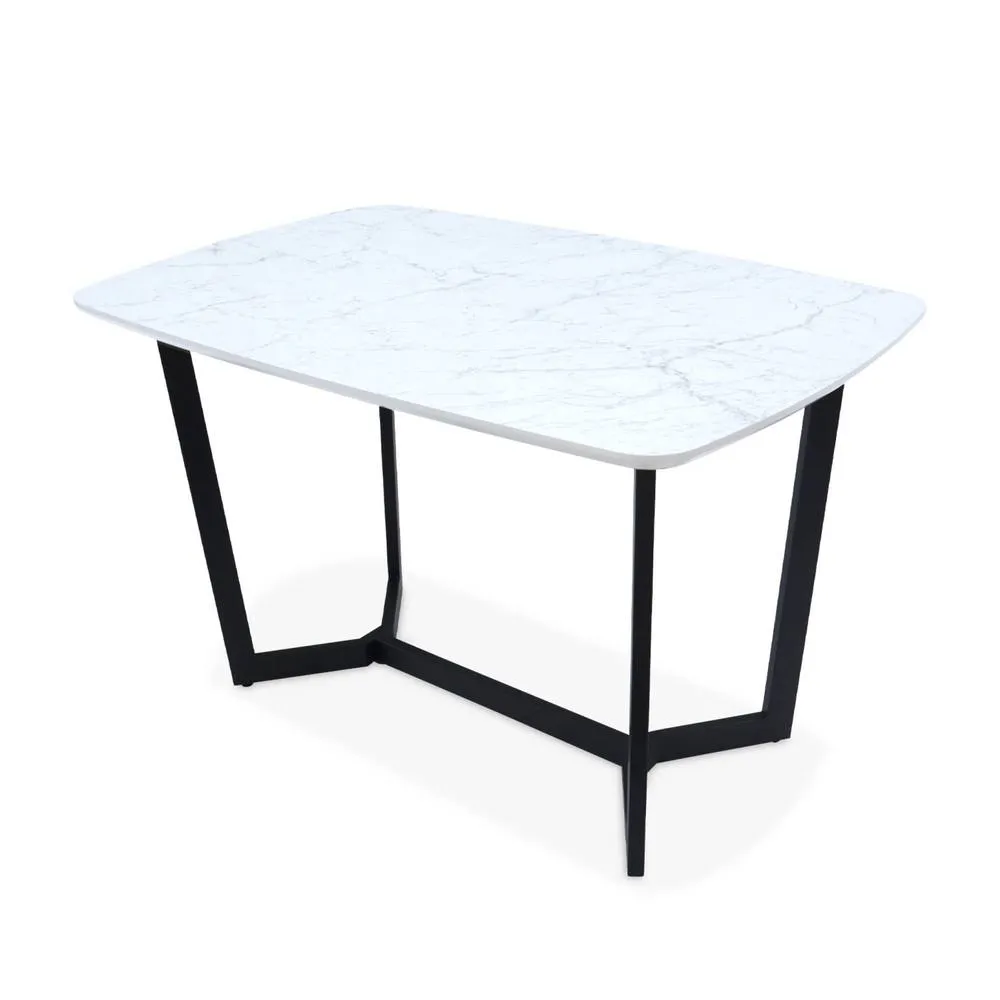 sweeek Marble-effect dining table, metal legs, seats 4 to 6 in White 2