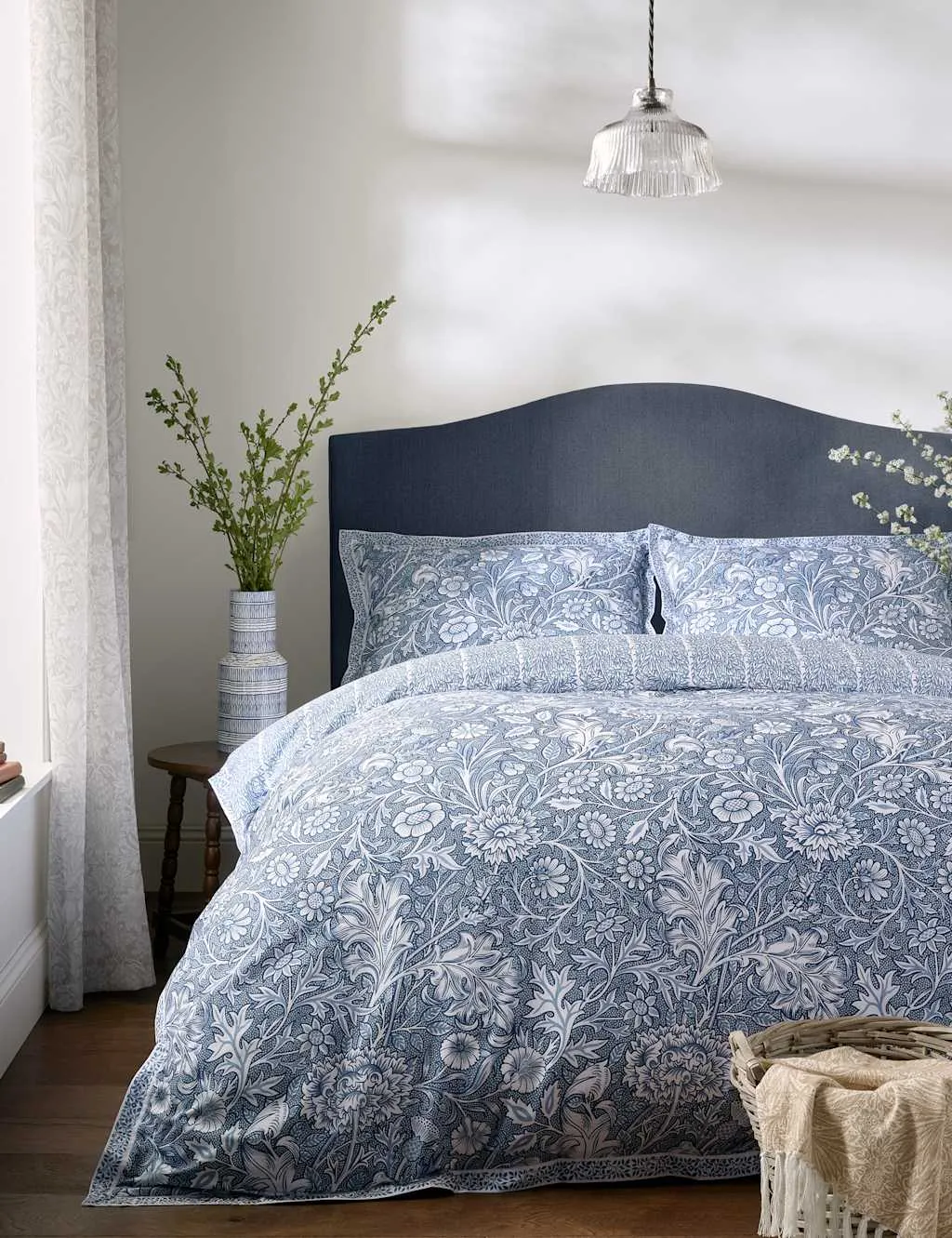 William Morris At Home Pure Cotton Frieze Double Bough Bedding Set Medium Blue Mix