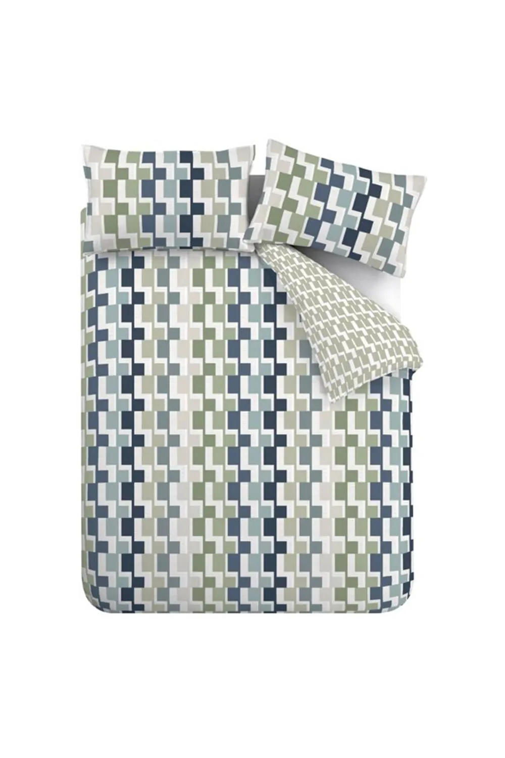 Catherine Lansfield 'Bryson Geo' Reversible Duvet Cover Set in Blue 5
