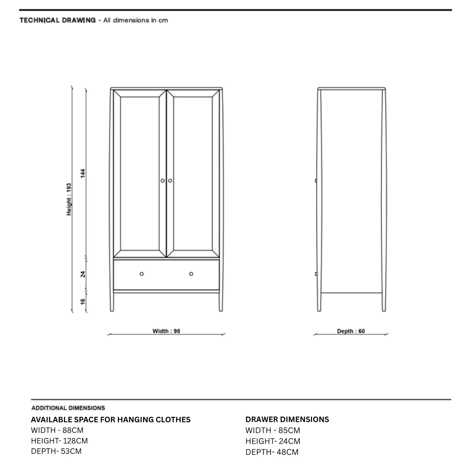 Ercol Winslow 2 Door Wardrobe, Neutral Oak | Barker & Stonehouse 4