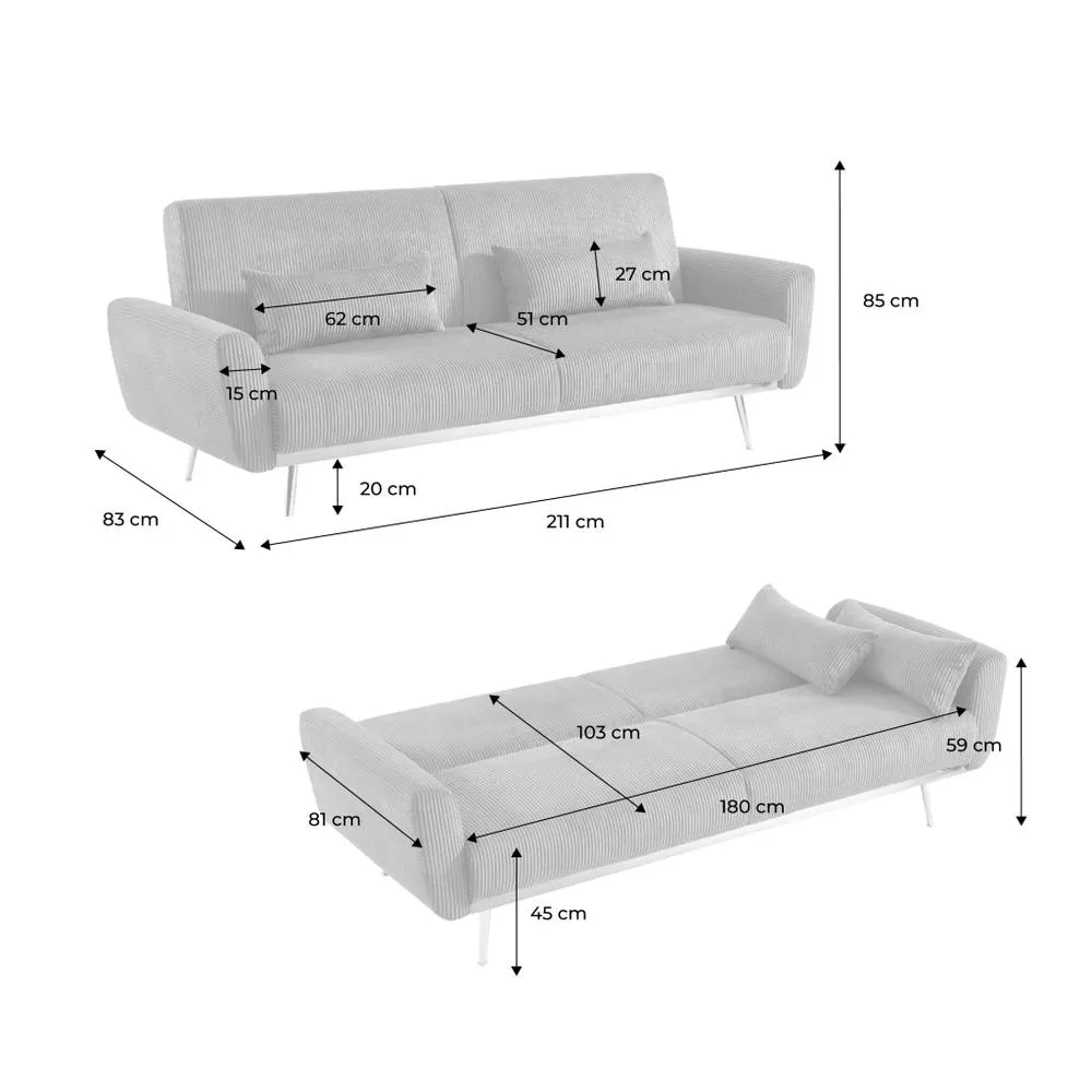 sweeek 3-seater Velvet Convertible Sofa Bed in Dark Green 5