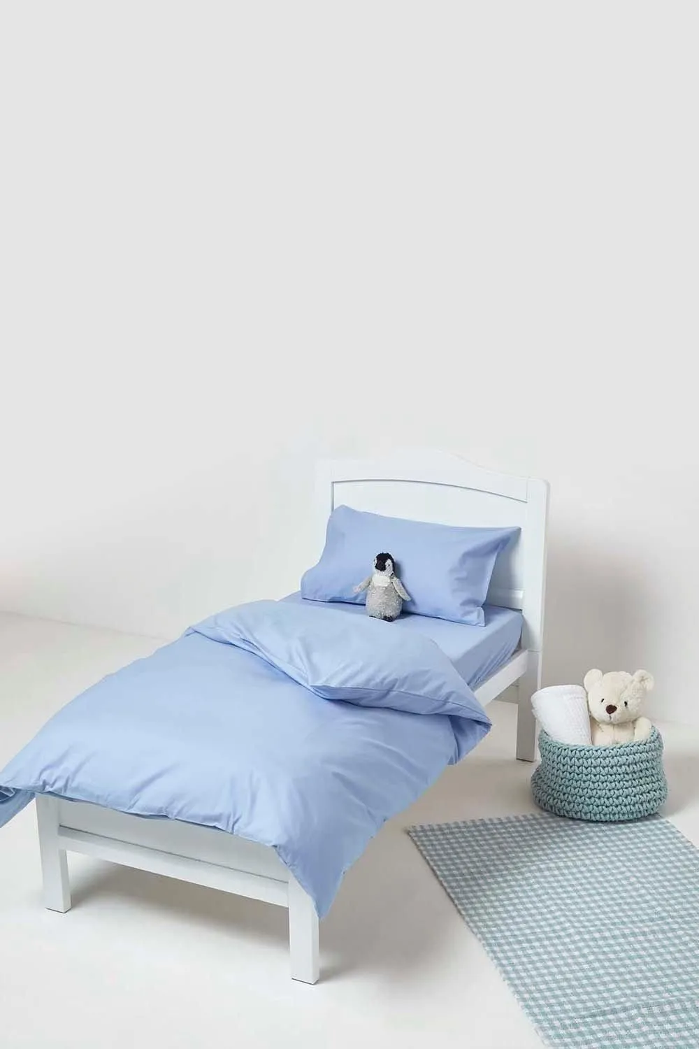 Homescapes Cotton Cot Bed Fitted Sheets 200 Thread Count, 2 Pack in Blue 2