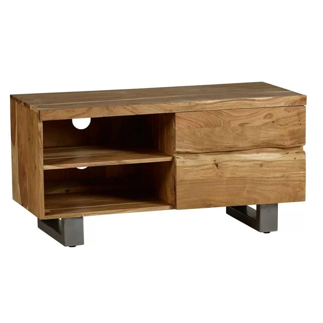 IH Design Wollaston Natural Essential Live Edge Small TV Unit in Brown 5