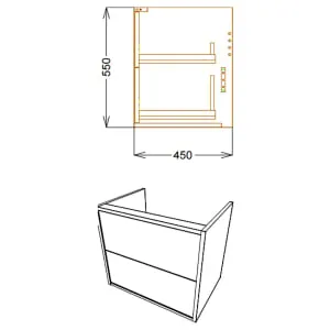 Wickes Tallinn Graphite Push To Open Vanity Unit & Basin - 650 x 550mm 2